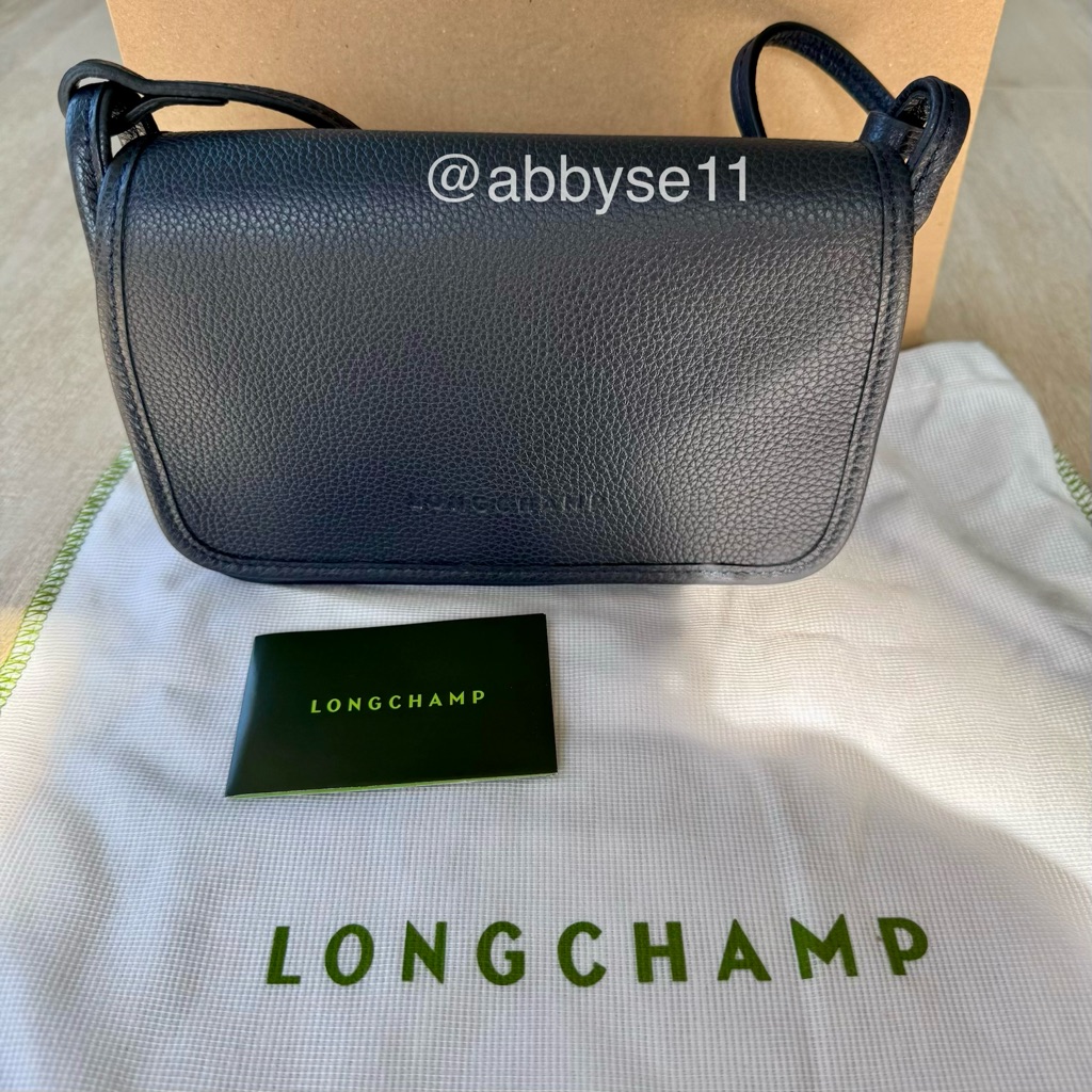 Longchamp Navy Le Foulonn Leather Wallet-On-Strap Xs Clutch Bnwt 100% Authentic